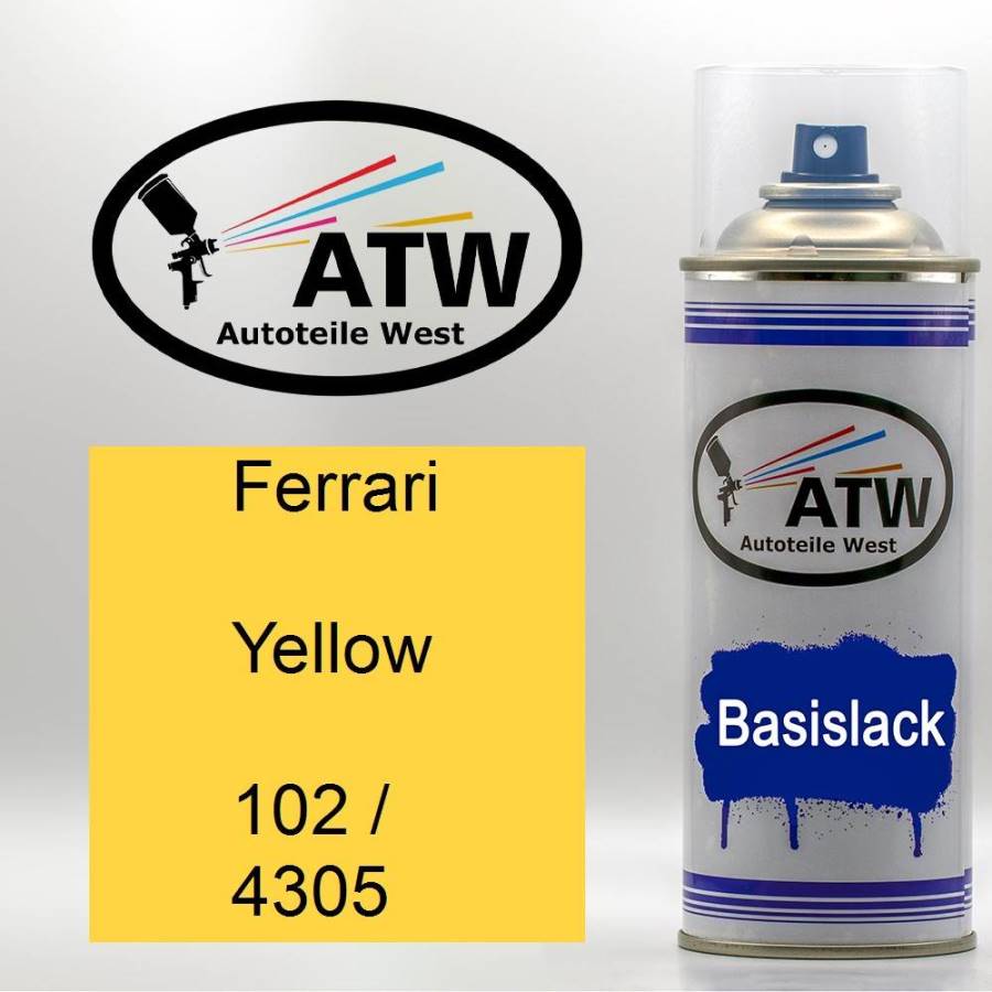 Ferrari, Yellow, 102 / 4305: 400ml Sprühdose, von ATW Autoteile West.